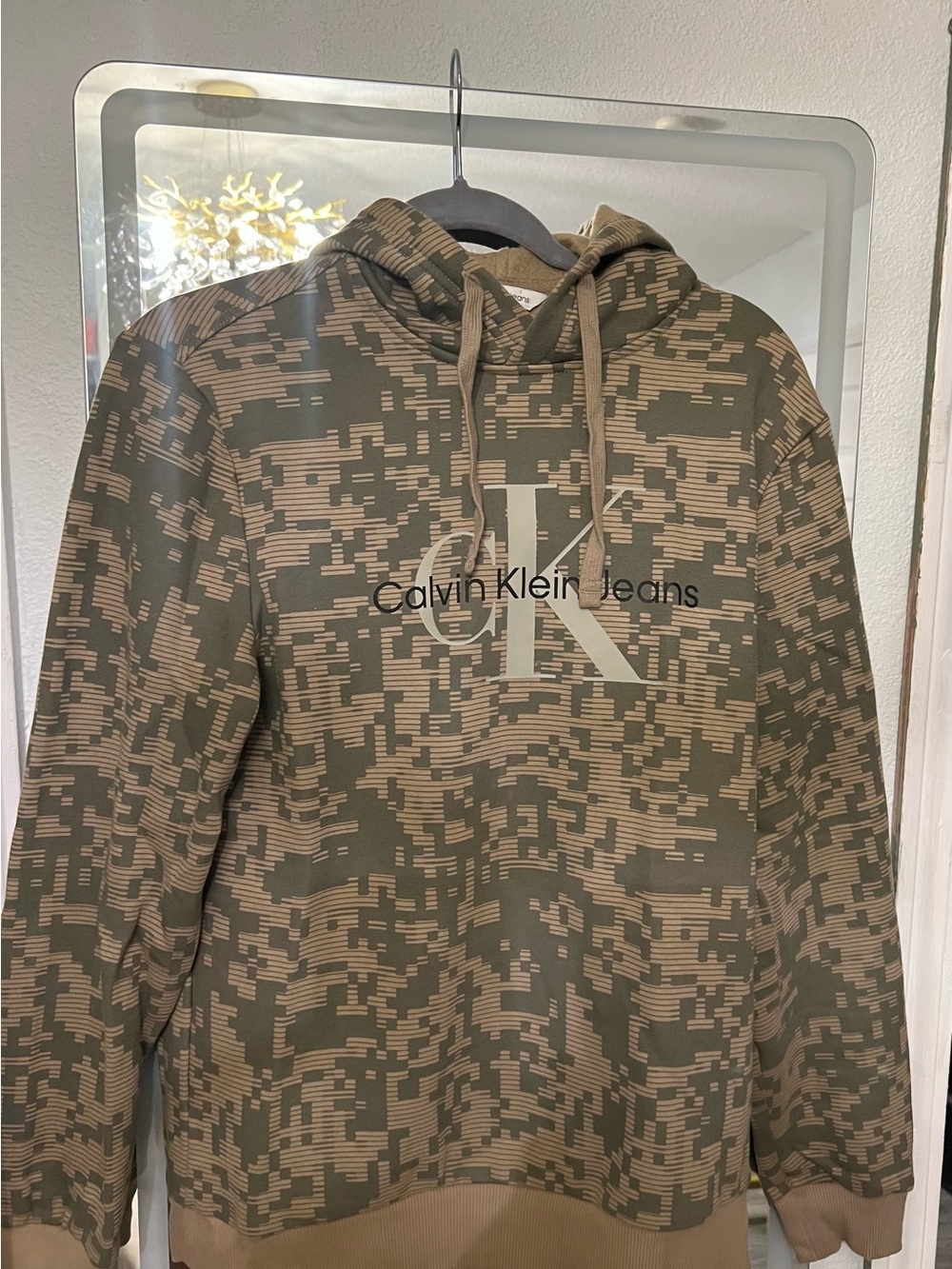 Calvin Klein Jeans Olive and Tan Digital Camo Hoodie